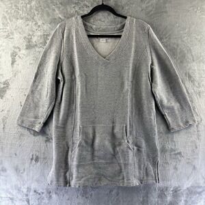 Liz Claiborne Weekend Sweater Women's S Gray V-Neck 100% Cotton